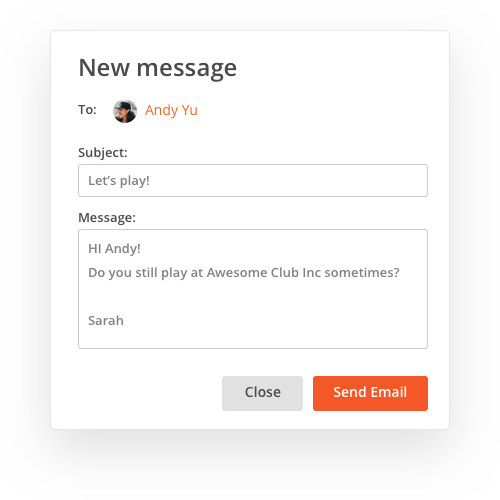 SportyHQ Player-to-player messaging