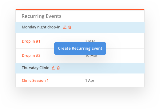 sportyhq Recurring events